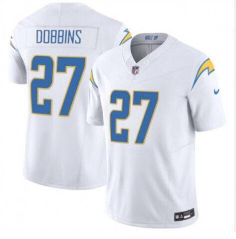 Men Los Angeles Chargers 27 Dobbins white Nike 2024 Game NFL Jersey